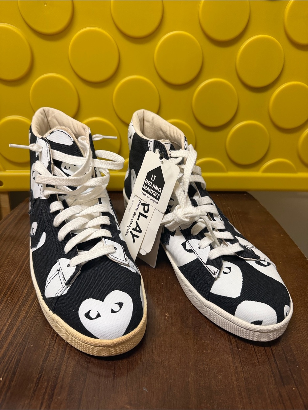Converse Black & White Heart-Face High-Top Sneakers